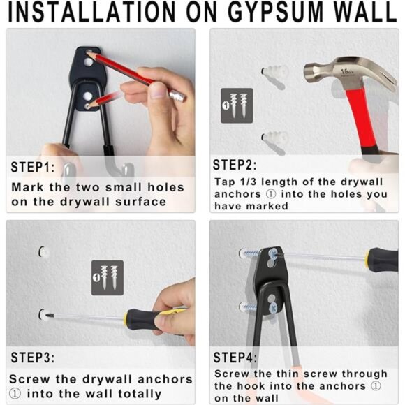 Garage Hooks,16Pack Steel Heavy Duty Garage Storage Hooks with Anti-Slip Coating - Picture 4 of 7